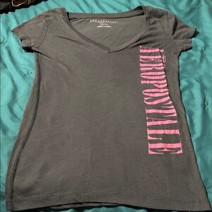 Aeropostale Charcoal Tee with Pink Vertical Logo